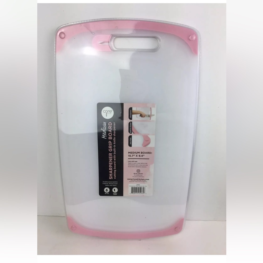 New Core kitchen Sharpener grip board medium 15.7”x 9.4” pink white